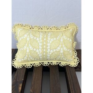 Elegant Yellow Lace Accent‎ Mini Pillow  - Rectangle 9"x7"